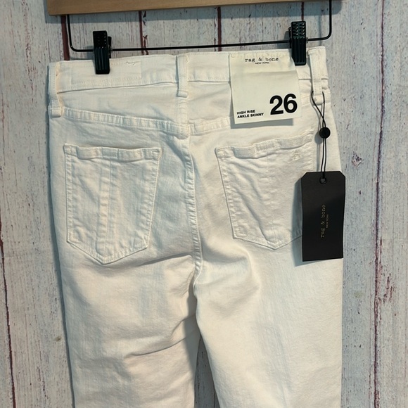 NWT rag & bone high rise ankle skinny jeans in white Manson - Picture 7 of 9